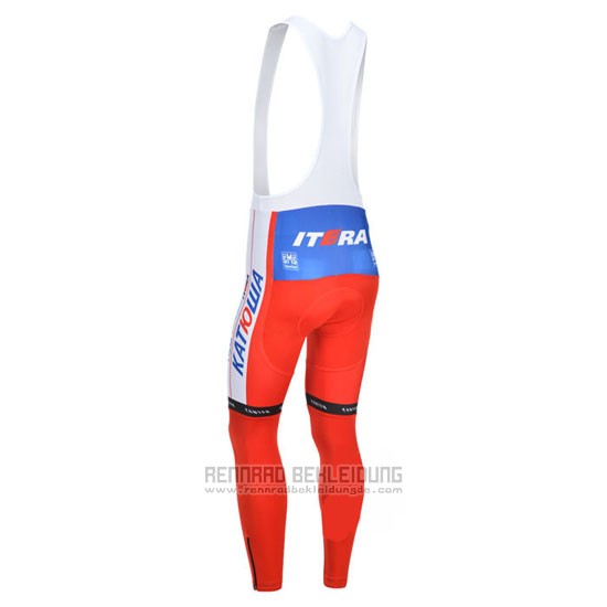 2013 Fahrradbekleidung Katusha Wei und Rot Trikot Langarm und Tragerhose